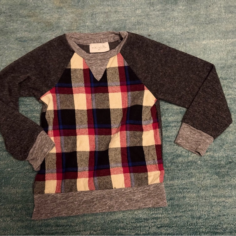 Miki Miette Plaid Long Sleeve Shirt 3t